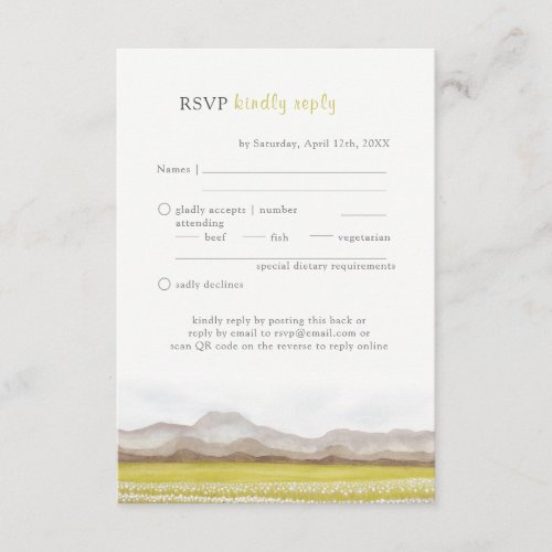 Prairies in Bloom Wedding RSVP QR Code Enclosure Card