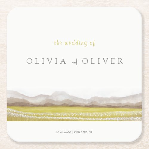 Prairies in Bloom Wedding Square Paper Coaster