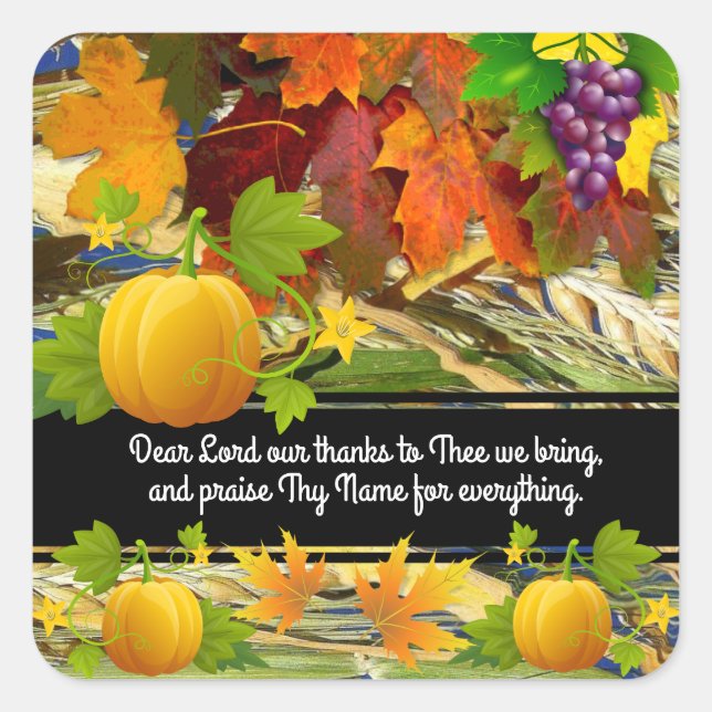 Praise and Thanksgiving Fall Square Sticker (Front)