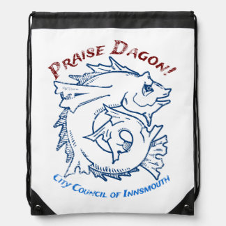 Praise Dagon Innsmouth Lovecraft Fish Horror Drawstring Bag