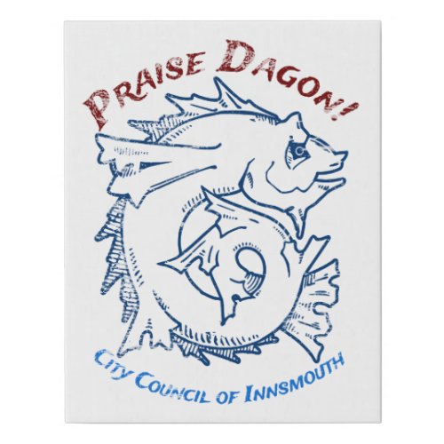 Praise Dagon Innsmouth Lovecraft Fish Horror Faux Canvas Print