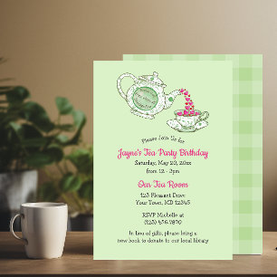 Praise God Green Teapot Scripture Tea Party Small Invitation