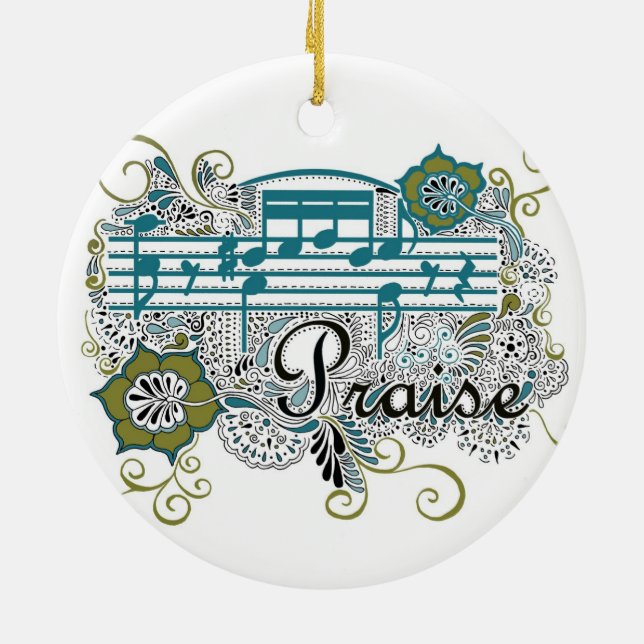 Praise Henna Design Ceramic Ornament (Back)