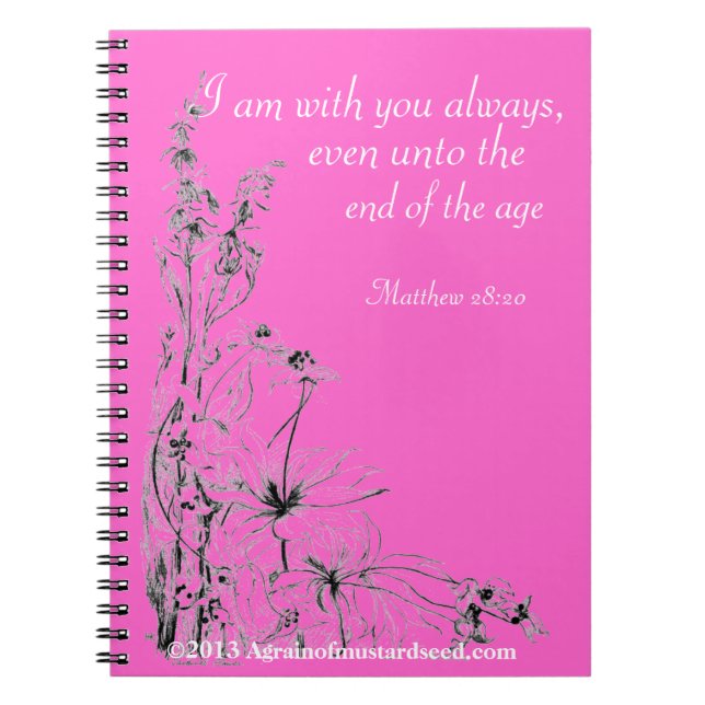 Praise Him N Pink Bible Quote Customize it Notebook (Front)