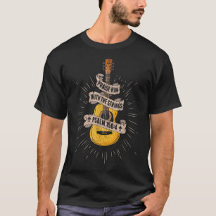 Praise Him With The Strings Jesus Acoustic Guitar  T-Shirt
