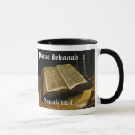 Praise Jehovah - The Bible Van Gogh Mug<br><div class="desc">Praise Jehovah coffee mug with the scripture,  Isaiah 12:4 .Famous painting,  Van Gogh 1885,  features the bible.</div>