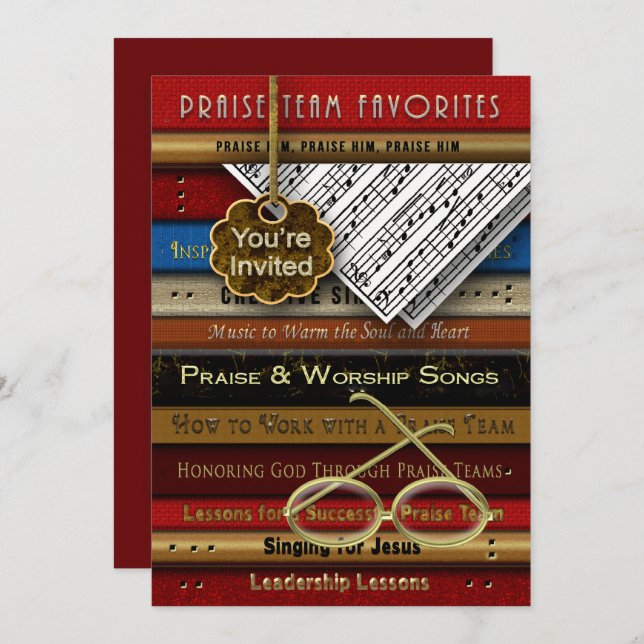PRAISE TEAM -  INVITATIONS - MUSIC BOOKS (Front/Back)