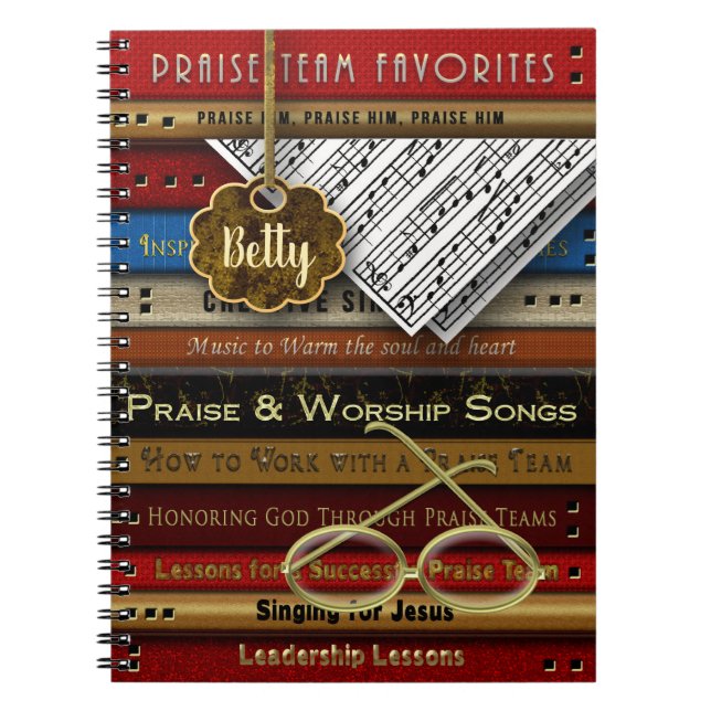 PRAISE TEAM NOTEBOOK - MUSIC BOOKS/GLASSES - Name (Front)