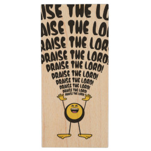 Praise The Lord Emoji Wood Flash Drive