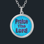 Praise The Lord Logo, Silver Plated Necklace<br><div class="desc">Pictured is a Praise The Lord Religious Logo made from blue Nebula clouds.</div>