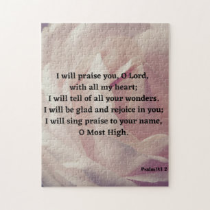 Praise The Lord Psalm 9:1-2 Bible Verse Biblical Jigsaw Puzzle