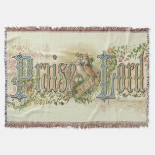 Praise The Lord Vintage Christian Art Throw Blanket