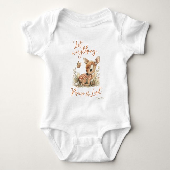 Praise The Lord Wildflowers Deer Christian Baby Bodysuit (Front)