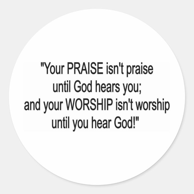 Praise & Worship Classic Round Sticker (Front)