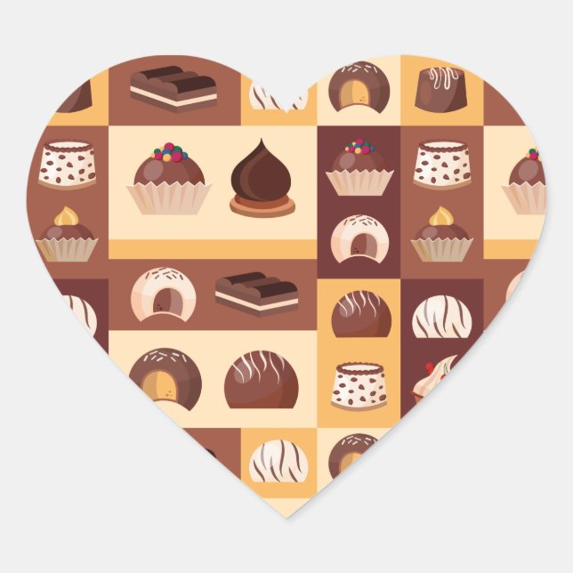 Pralines, chocolate, delicious with cocoa flavor heart sticker (Front)