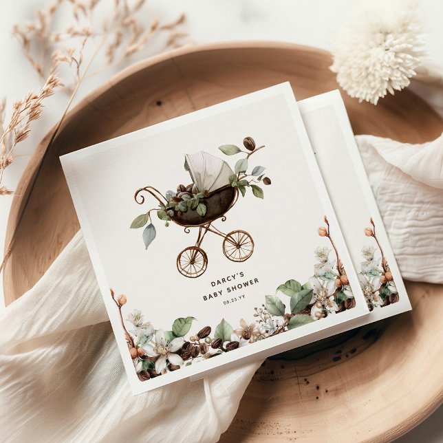 Pram 'Baby is Brewing' Coffee Baby Shower Napkins (Creator Uploaded)