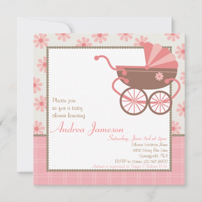 Pram Baby Shower Invitation (Front)