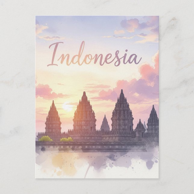 Prambanan Temple Indonesia Sunset Postcard (Front)