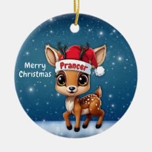 Prancer Baby Deer, Fawn, Doe, Reindeer🦌 🎄 Ceramic Ornament