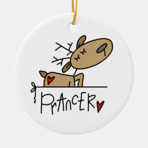 Prancer Reindeer Christmas T-shirts and Gifts Ceramic Ornament