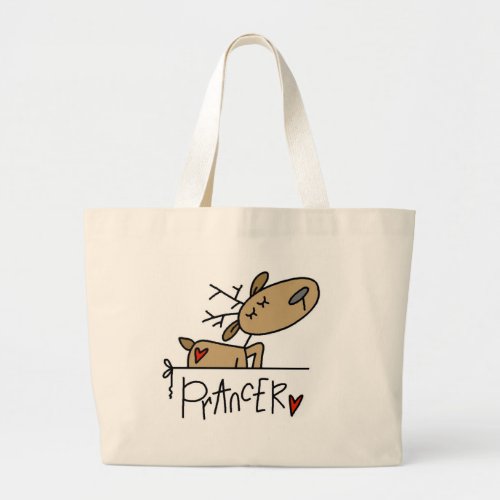 Prancer Reindeer Christmas T_shirts and Gifts Large Tote Bag