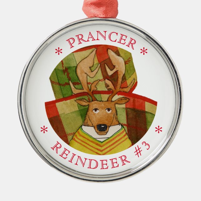 PRANCER REINDEER Premium Round Ornament (Front)