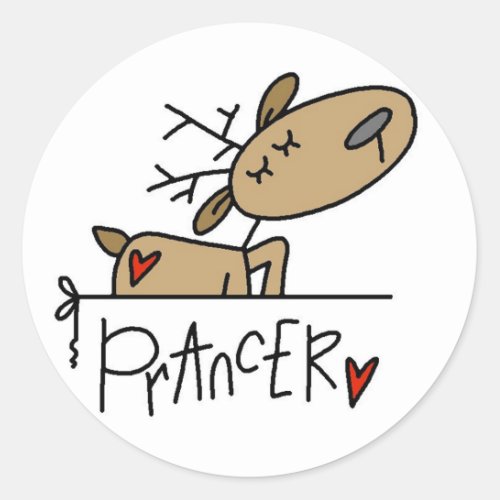 Prancer Reindeer Tshirts and Gifts Classic Round Sticker