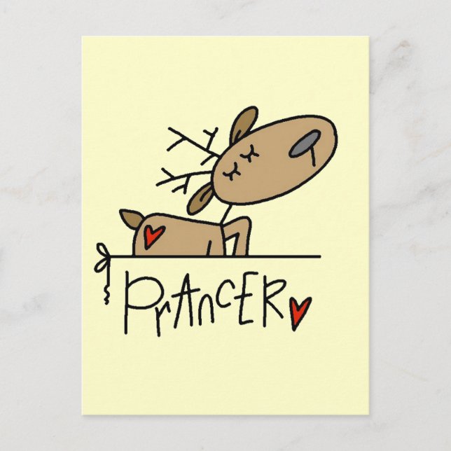Prancer Reindeer Tshirts and Gifts Postcard (Front)