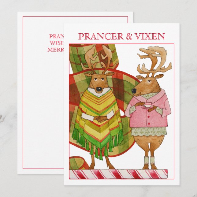 PRANCER VIXEN 5x7 Flat Christmas Card (Front/Back)