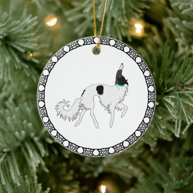 Prancing Borzoi Christmas Ornament (Tree)