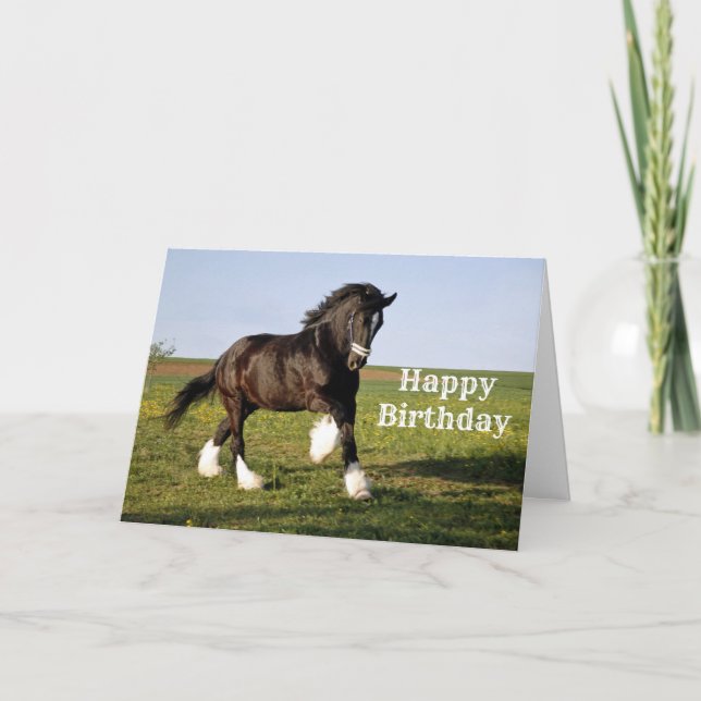 Prancing Clydesdale Birthday Card (Front)