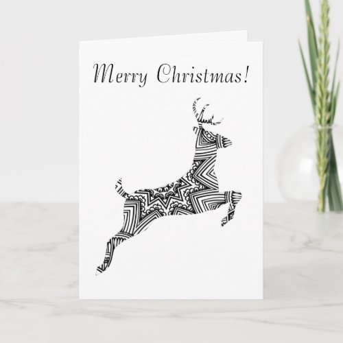 Prancing Deer Young Buck Art Merry Christmas Holiday Card