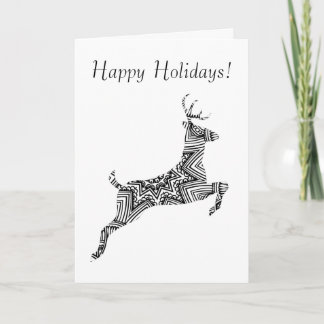 Prancing Deer Young Buck Patternr Happy Holidays Holiday Card