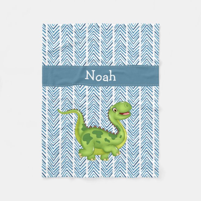 Prancing Dinosaur with Child's Name Fleece Blanket (Front)