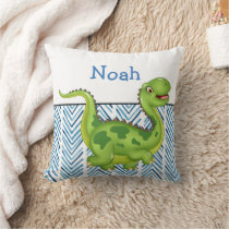 Prancing Dinosaur with Custom Monogram Throw Pillow