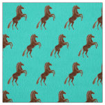 Prancing Horse on Textured Turquoise Fabric