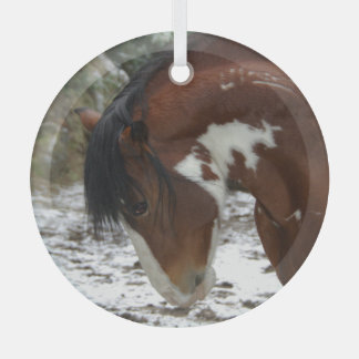 Prancing in Snow Glass Ornament