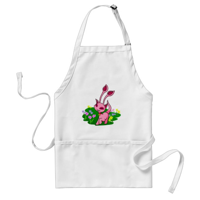 Prancing pink Aisha through flowers Adult Apron (Front)