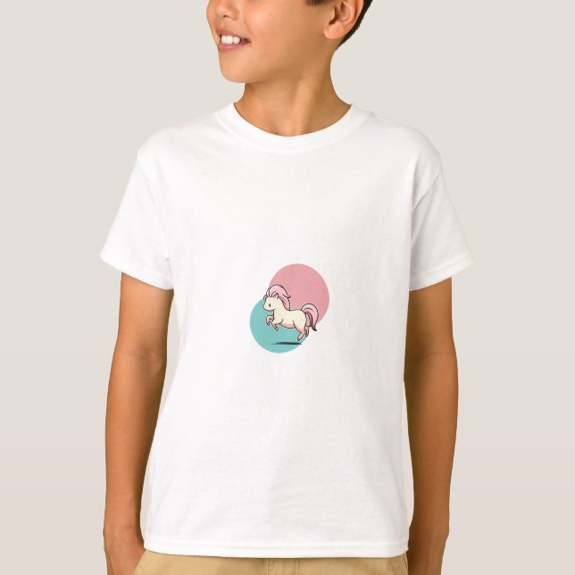 Prancing Pink Mane Pony Kids T-Shirt (Front)