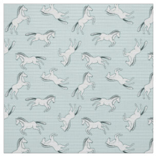 Prancing Ponies on mint background Fabric