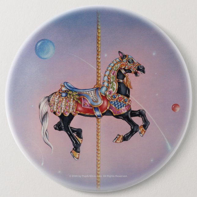 PRANCING PONY CAROUSEL PINBACK BUTTON (Front)