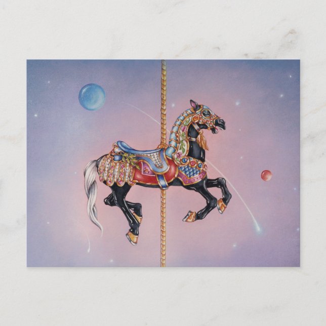 PRANCING PONY CAROUSEL POSTCARD (Front)