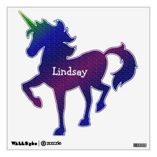 Prancing Rainbow Unicorn Name Wall Decal