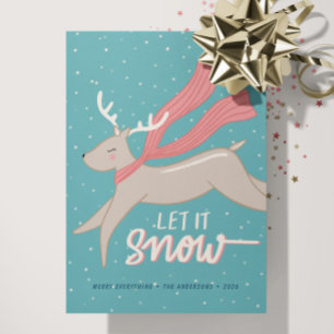 Prancing Reindeer- Non-Photo Flat Holiday Card