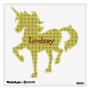 Prancing Unicorn Abstract Floral Name Wall Sticker