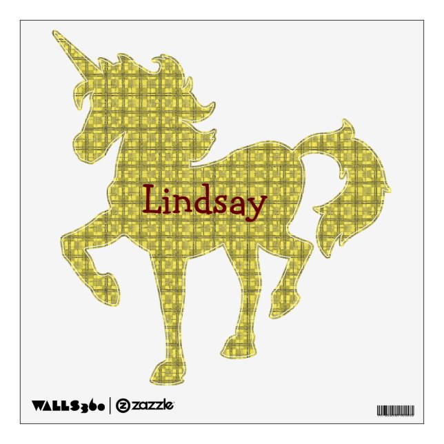 Prancing Unicorn Abstract Floral Name Wall Sticker (Front)