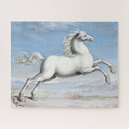 Prancing white baroque horse jigsaw puzzle