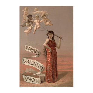 Prang's Valentine Cards AD, Woman & Cherubs Acrylic Print