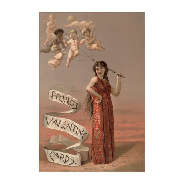 Prang's Valentine Cards AD, Woman & Cherubs Acrylic Print (Front)