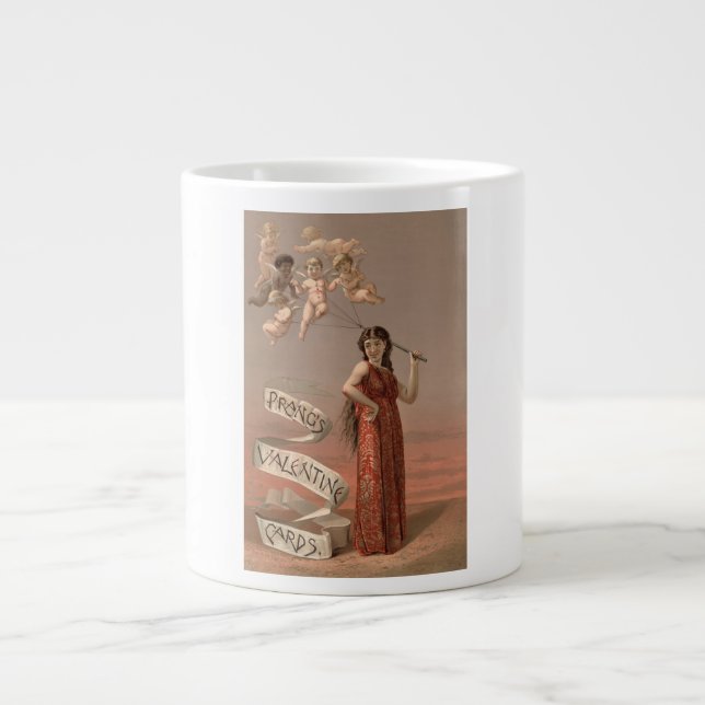 Prang's Valentine Cards AD, Woman & Cherubs Giant Coffee Mug (Front)